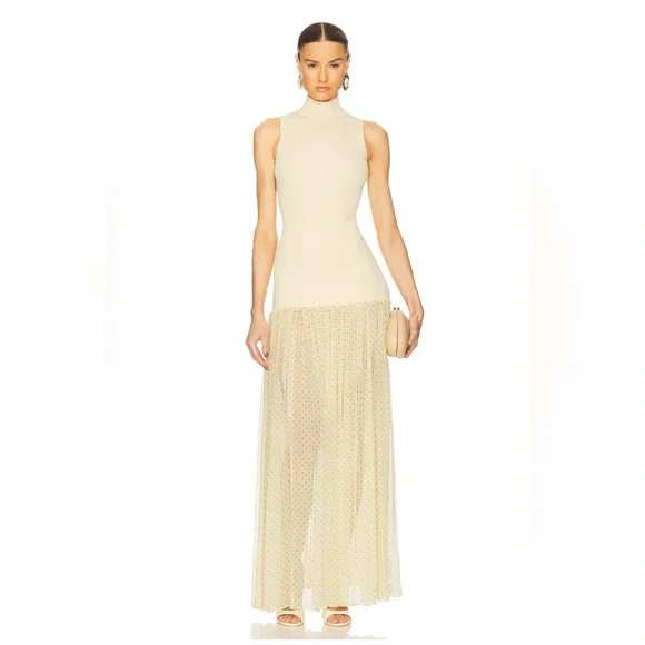 NWT HELSA Helsa Costanza Gown in butter yellow polka dot - Picture 10 of 17